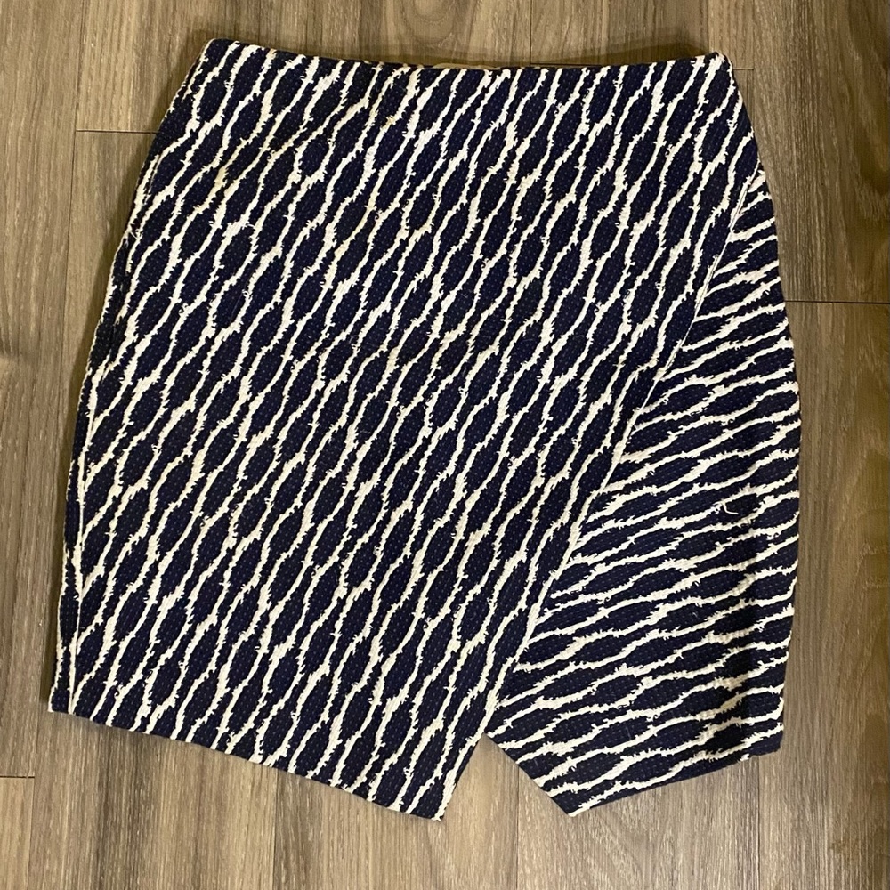 Loft - Navy and White Asymmetrical Pencil Skirt.  Size Small.